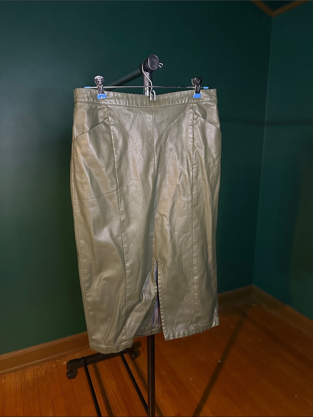 Who What Wear Olive Green Faux Leather Pencil Skirt